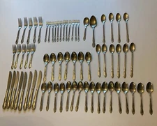 Mixed lot of 66 Wm A Rogers Oneida Ltd Stainless Flatware Fenway Floral Pattern