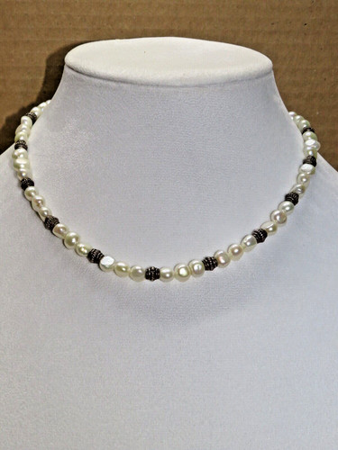 BARONI Sterling Silver Pearls 16.5” Necklace