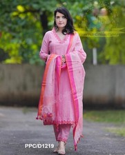 Pure Cotton Designer Top Tunic Kurta Set Indian Pakistani Kurti Pant Dupatta Set