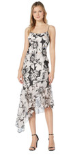 Adrianna Papell Blush Bias Cut Floral Printed Chiffon Midi Dress Size 10 L53317