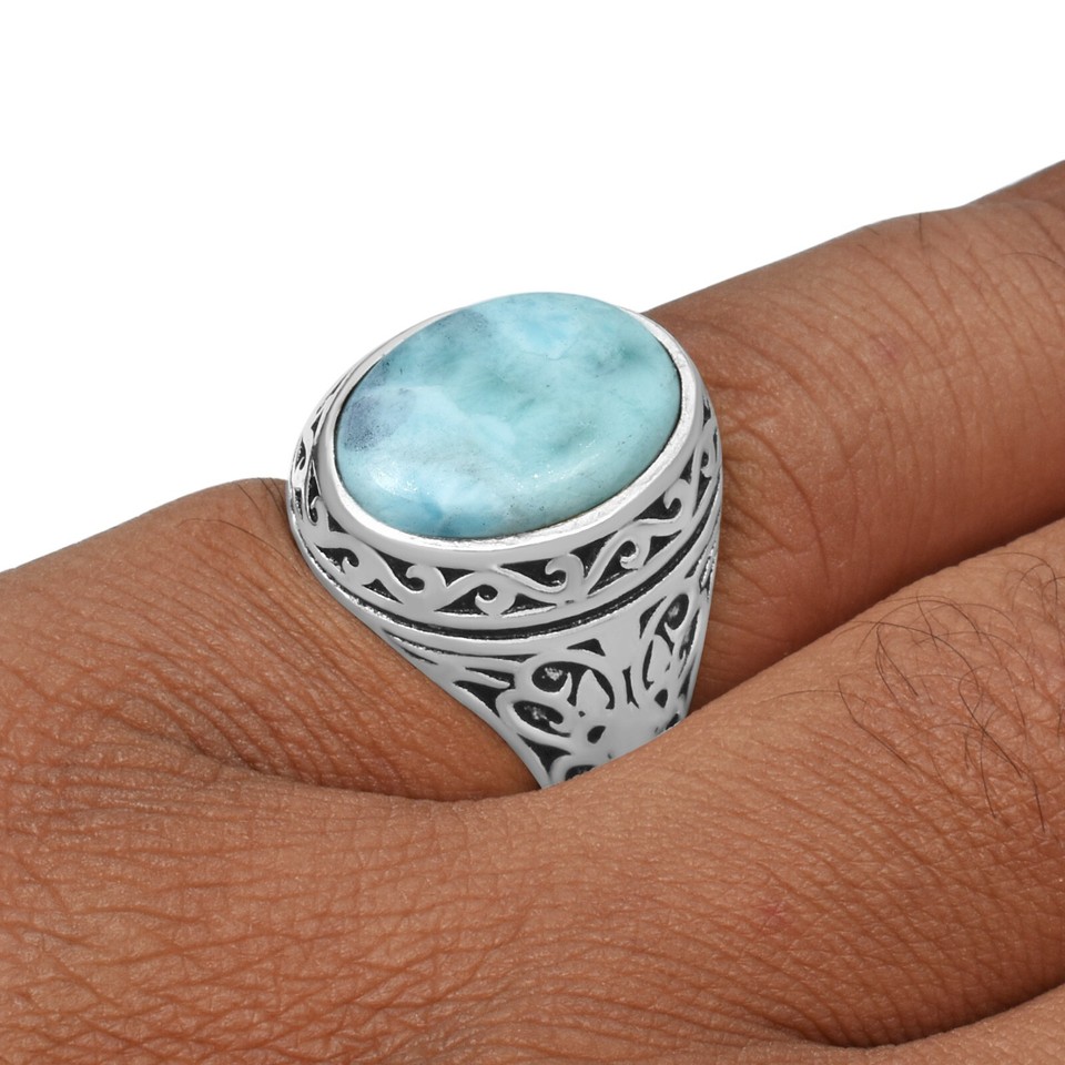 Larimar Ethnic Gemstone Durr Al Najaf Ottoman Arabic Style Jewelry Ring ...