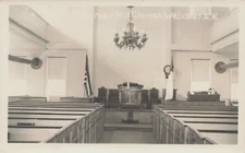 COURSER HILL CHURCH INTERIOR POSTCARD WEBSTER NH NEW HAMPSHIRE 1950s RPPC