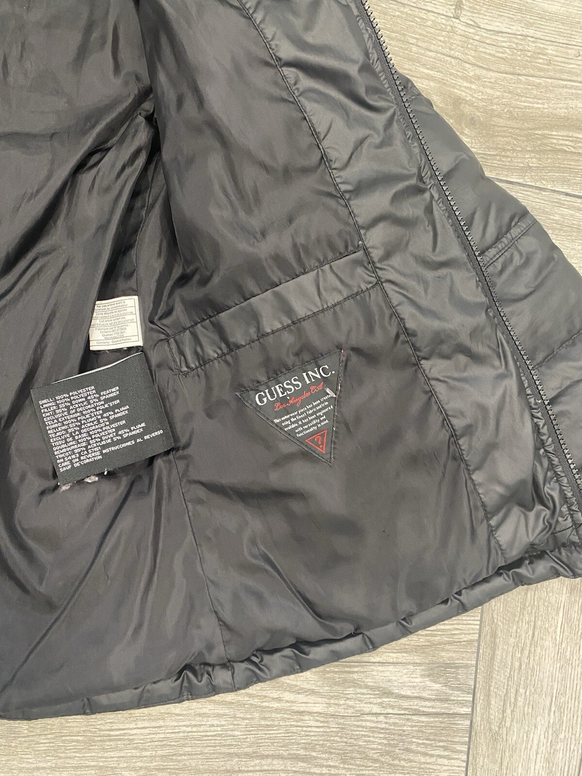 Womens Size Small Guess Solid Black Down Puffer J… - image 9