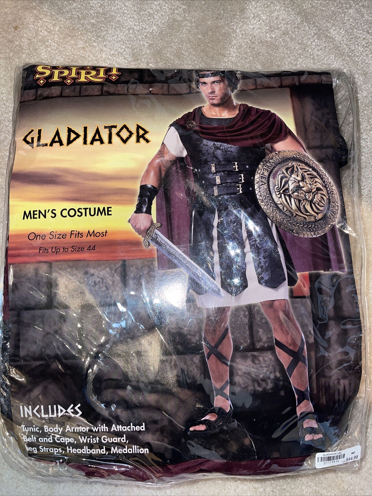 Spirit Halloween Adult Mens Gladiator Costume One Size Fits Most Up To Size 44