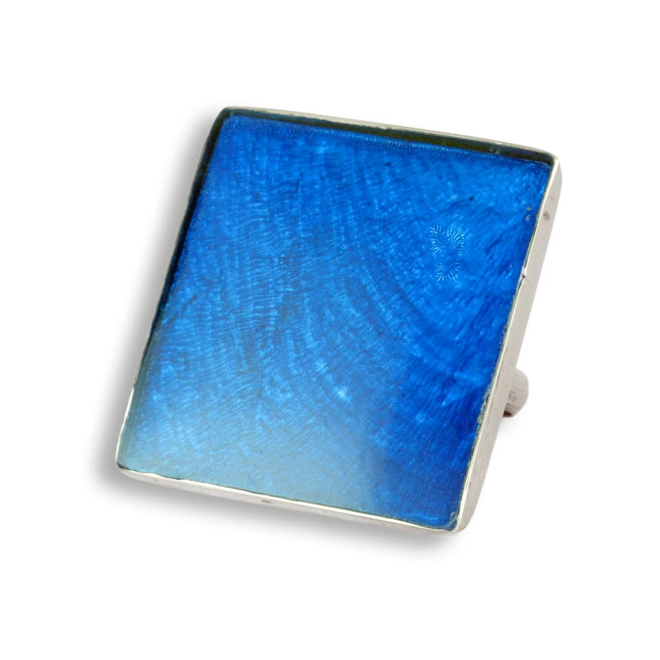 Edelstahlring Größenverstellbar Ring Edelstahl Perlmutt Blau AR204n