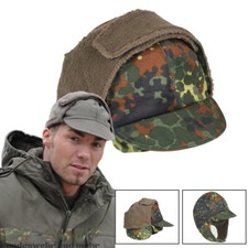 ORIGINAL BUNDESWEHR WINTERMÜTZE BW MÜTZE WINTER FLECKTARN & OLIV GEFÜTTERT