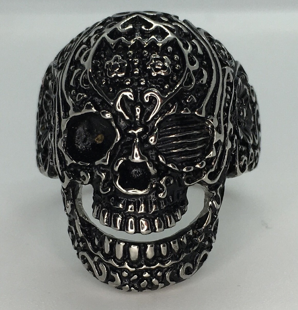 Men's Tribal Tattoo Skull Ring Stainless Steel Motorcycle Biker