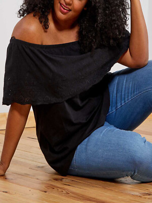 ladies black bardot tops