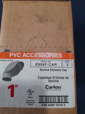 New Carlon Lamson& Sessions Box of 5 Carlon 1'' E998F-CAR Service Entrance Cap