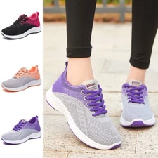Womens Lace Up Flat Comfy Fitness Gym Sports Running Trainers Shoes Size