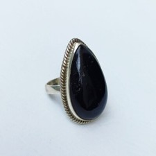 Solid 925 Sterling silver Natural Black Onyx Ring Gemstone Jewelry For Her J 76