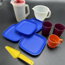 10 Vtg Tupperware Toys Lot Tuppertoys Plates Pitcher Batter Bowl Tumbler Cup