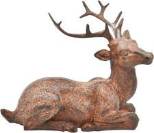 Sitting Deer Figurine Laying Elk Reindeer Statue Resin Home Decor Indoor...