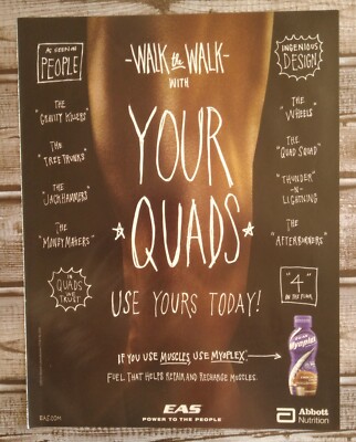 2010 Myoplex Muscle Fuel Quad Muscle Close Up Photo Vintage Print Ad Poster