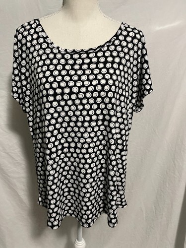 Top Chico's con stampa geometrica, nero, taglia 3 nuovo senza etichette