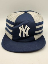 VINTAGE New York Yankees Snapback Mesh 3 Striped Hat / Cap, Made In USA