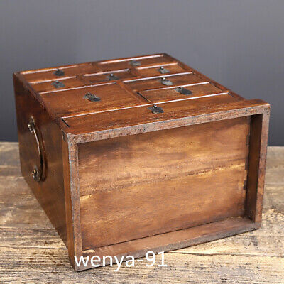 Buy 12 Inches Old Chinese African Rosewood Nine Drawer. Grimace Cow Hair Pattern.003