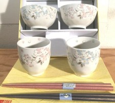 Toko Japan Dining Set For Two, Rice Bowls, Teacups & Chopsticks, New, Beautiful