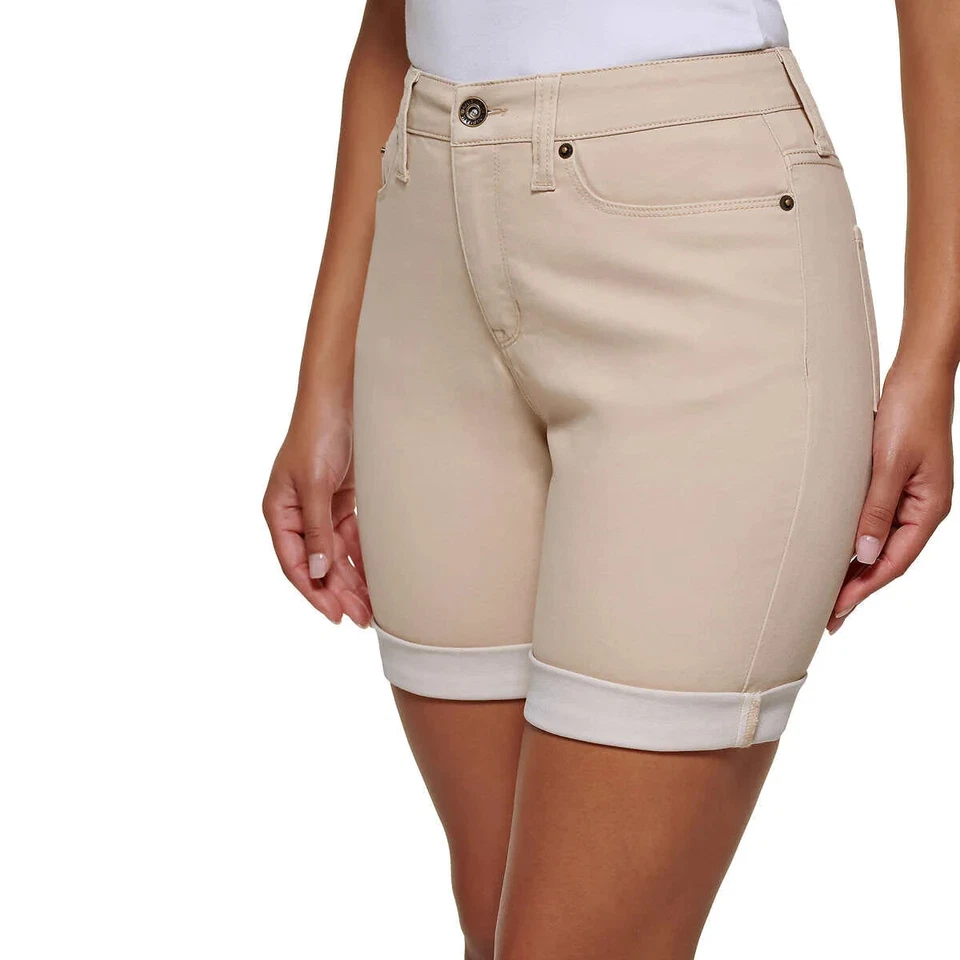 NUEVO CON ETIQUETAS DKNY Jeans Para Mujer 9" Bermudas Verano Pantalones Cortos Dobladillo Enrollado Talla 8 $55 1HL040 Foto 3 de 3