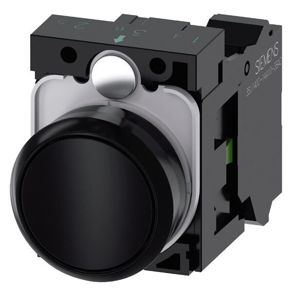 Siemens 22mm Black Momentary Pushbutton w/ x1 N.O. Contact 3SU1100-0AB10-3BA0