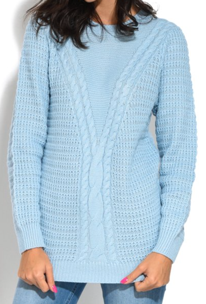 William de Faye Blue Cashmere-Blend Cable-Knit Sweater for Women