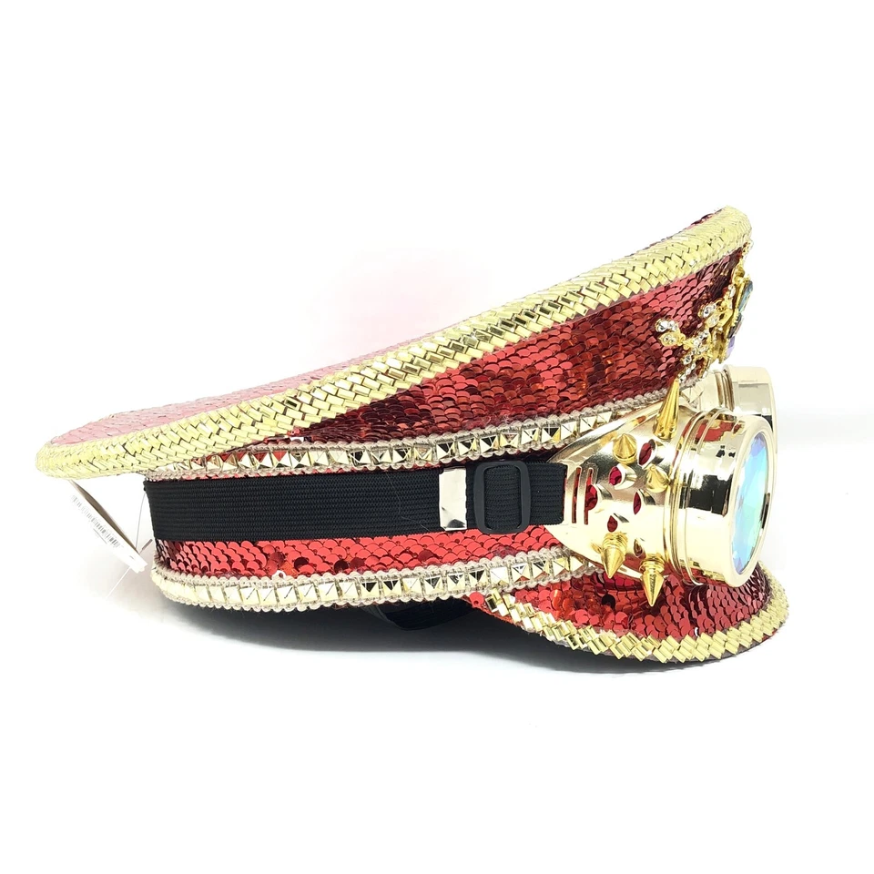 Стимпанк RAVE капитан стиль роскошь женщин девочка со стразами блестки шляпа - Изображение 4 из 4