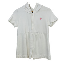 Polo Ralph Lauren Girls Swim Coverup Medium White Hood 100 Cotton Logo