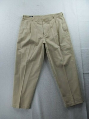 Lands' End Mens Khaki Straight Leg Cotton Pants Sz 37 EUC!