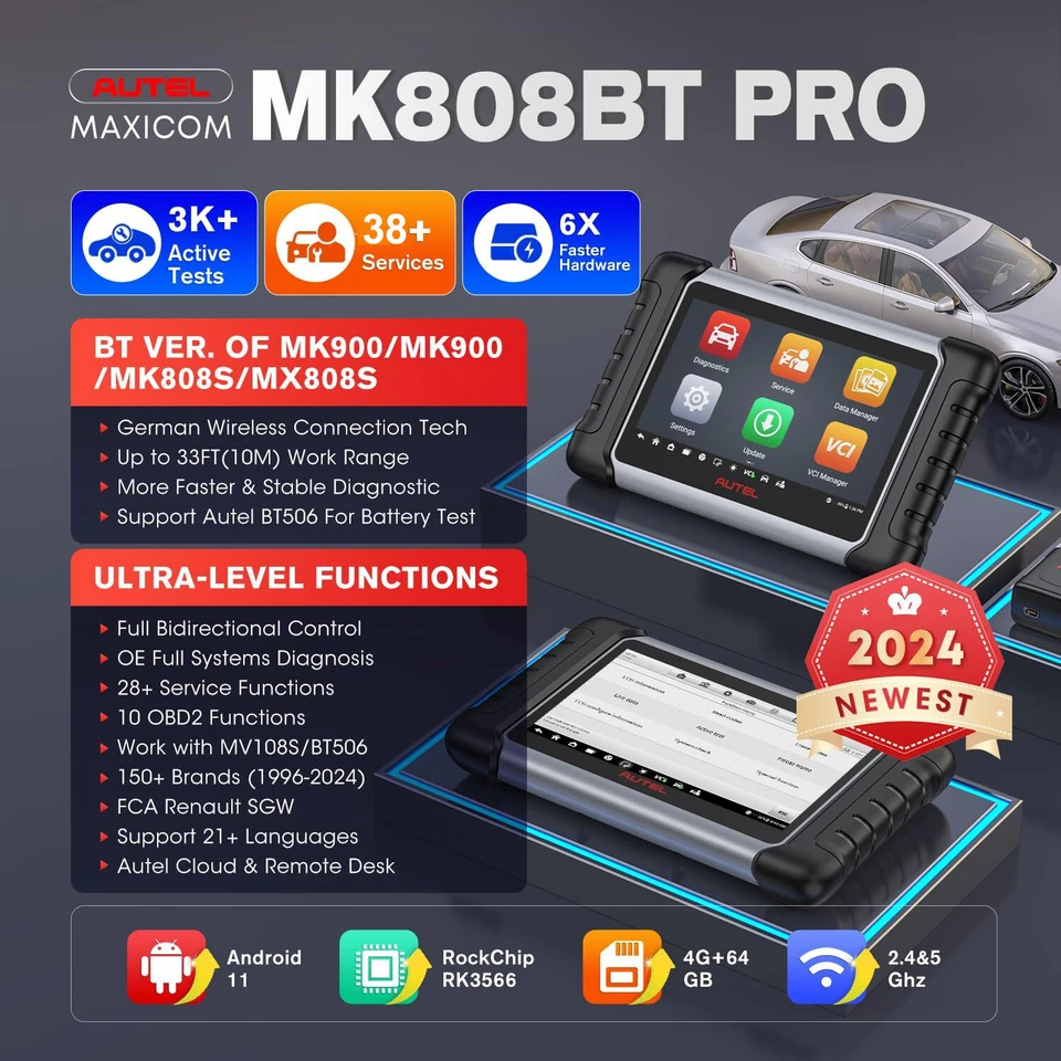 Autel MaxiCom MK808BT PRO Auto Diagnostic Full Bidirectional OBD2 Scanner FCA - Image 3 of 4