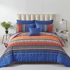 Boho Comforter Set Queen Size 8 Piece Bed in a Bag Bohemian Striped Bedding