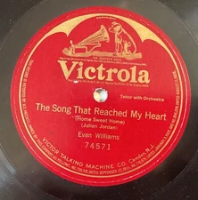 Evan Williams – 78 rpm Victor 74571: JORDAN The Song That Reached My Heart; V+