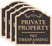 Large 4 Pack Private No Trespassing Sign, 12X12 Inches Reflective Aluminum, M