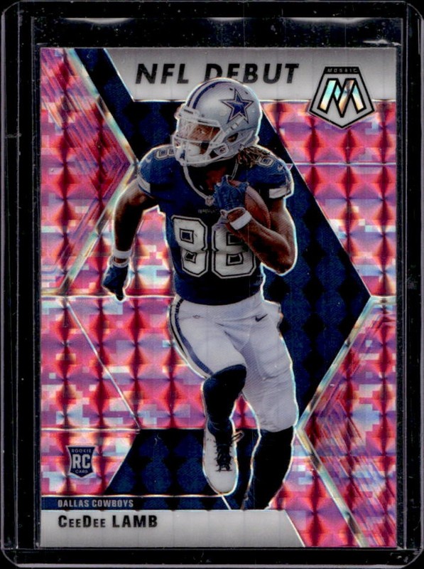 2020 Panini Mosaic CeeDee Lamb RC Prizm Camo Pink Rookie #268 Cowboys