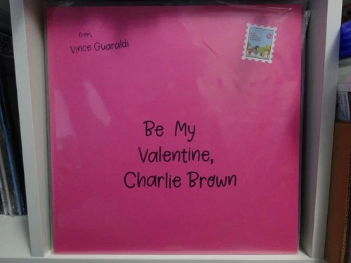 Be My Valentine, Charlie Brown heart shaped pink colored vinyl lp Vince Guaraldi