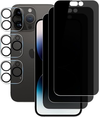 (3+3) For iPhone 14 Pro (6.1'') (3 Pack) Anti Spy Privacy Screen Protector 