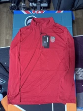 NWT Men’s Large US Mens National Team Soccer Antigua Red Pullover 1/4 Zip