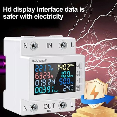 Electricity Usage Monitor Voltage And Current Meter Standard Rail Installation