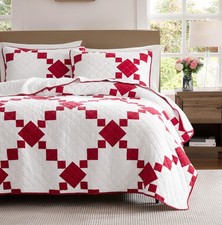 100 Cotton Quilt Queen Size, Lightweight Reversible Gingham Patchwork Beddin...