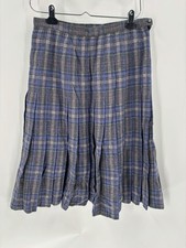Vintage Pendleton Skirt Womens Large Gray Purple 100 Wool Pleated Plaid Midi
