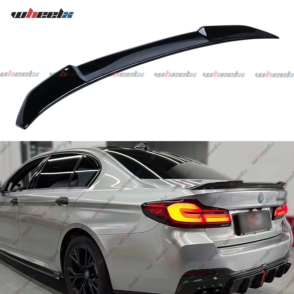FITS 2017-23 BMW 5-SERIES G30 530I 540I M550I CS STYLE GLOSS BLACK TRUNK SPOILER - Image 4 of 4