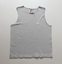 Vintage 90s Nike Sleeveless Shirt Mens Large Gray Made In USA Embroidered Swoosh