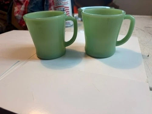 2 Jadeite Jade Jadite D Handle Anchor Hocking Fire King Mugs