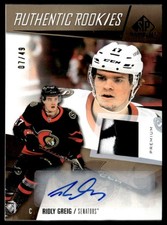 2023-24 UD SP Game Used Authentic Rookies 2Clr Relic Ridly Greig Rookie Auto