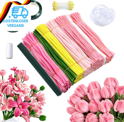 500 Stück Pfeifenreiniger Blumen Bastelset Pfeifenputzer Zum Basteln Bouquet Pfe