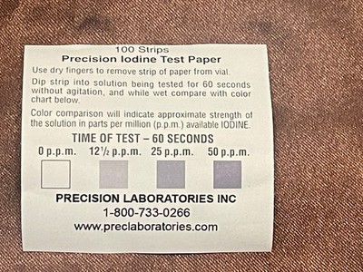 Precision Iodine Test Paper 100 Strips 0-50 parts per million Precision Laborato