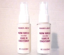 2 TRADER JOE’S WARM VANILLA SCENTED LEAVE IN CONDITIONER 1 oz. (29 ml) EA TRAVEL