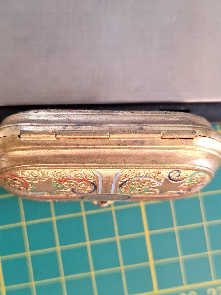 Ancien Porte Monnaie En Metal à Définir Ciselé Et Émaillé 19ème - Photo 4/4