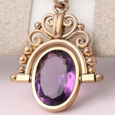 Antique Victorian Amethyst Paste Spinner Gold Filled Fob Charm Pendant