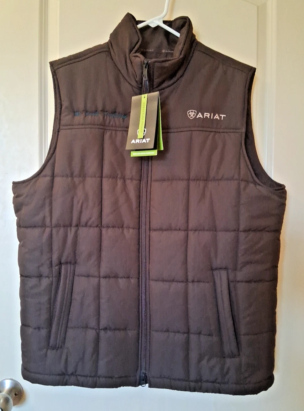 NWT Ariat Men's Crius Insulated Vest Size Large Brown - Wind/Water Resistant
