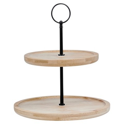 2 Stufen Bambus Kuchen Platte Servier Ständer Display Essen Tablett Holz Cupcake Party
